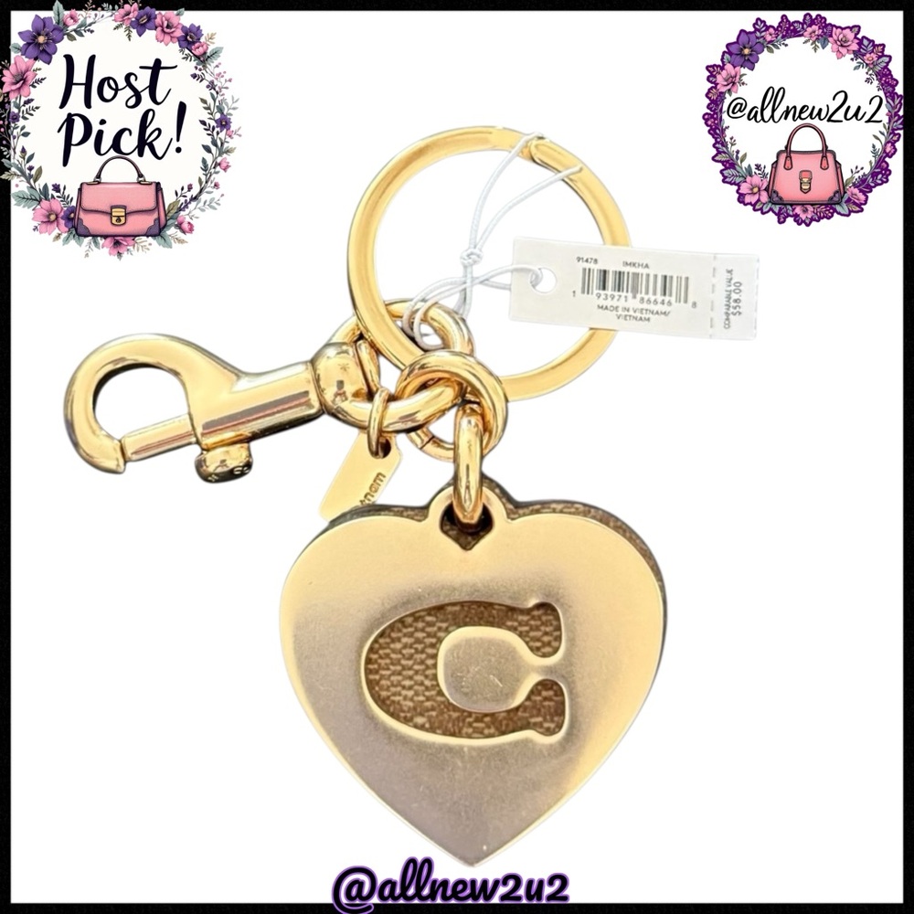 Coach Classic Monogram Heart Keychain Bag Charm